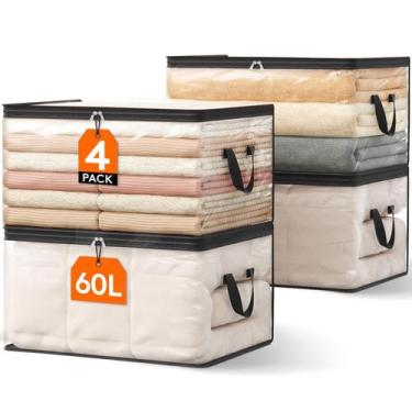 Imagem de Sacos de armazenamento de roupas Lifewit 60L Plastic Clear, pacote com