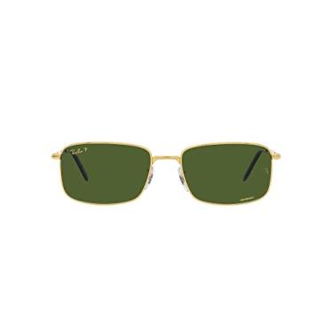 Imagem de Ray-Ban Óculos de sol retangulares RB3717, Legend Gold/Polarizado Verde Escuro, 60 mm