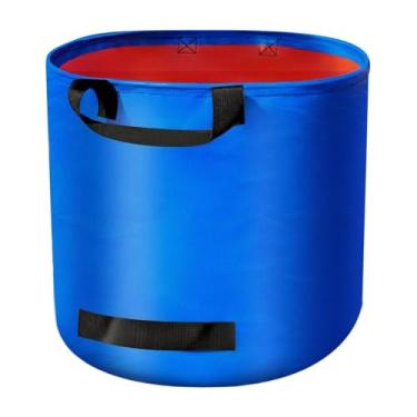 Imagem de IEUDNS Saco de folhas para lixo de jardim dobrável com alças reforçadas, recipiente de armazenamento para reciclagem de resíduos de gramado, jardinagem, lixo, 200l