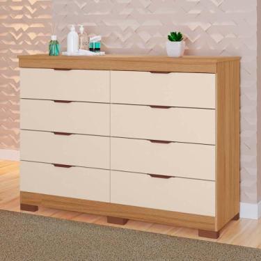 Imagem de Cômoda Tuboarte Isadora 100% MDF com 8 gavetas e Kit de Pés, Freijó Of
