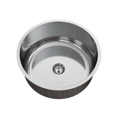 Imagem de Cuba para Pia de Cozinha em Aço Inox Redonda 37x37x15cm Alto Brilho co