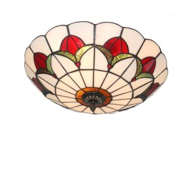 Imagem de Xinyeal Luminária de teto estilo Tiffany de 40,6 cm para lustre de quarto, luminárias pendentes vintage (40,6 cm branco vermelho)