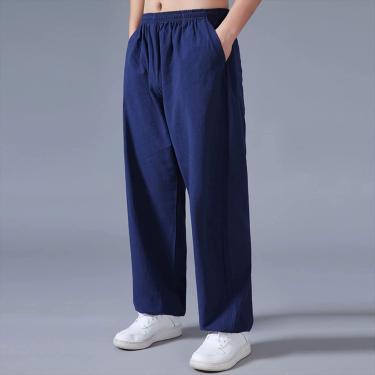 Imagem de Calças Masculinas De Tai Chi Confortáveis De Algodão Macio E Linho Calças De Treinamento De Kung Fu De Artes Marciais Calças De Fitness Esportivas Unissex Calças De Moletom, 001, S