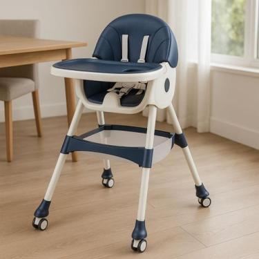 Imagem de Cadeira Alimentação Reclinável Com Rodinhas Bandeja Balanço Dobrável -