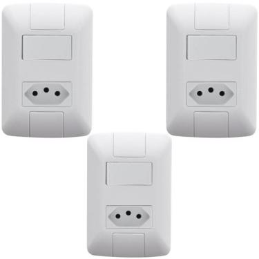 Imagem de Kit 3 Conjunto Interruptor Paralelo + Tomada 20a Tramontina