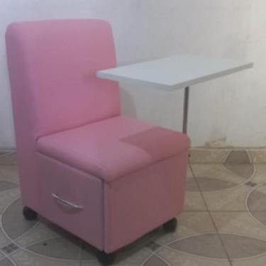 Imagem de Cadeira Ciranda Manicure Com Mesa Regulável Poltrona Rosa - D Inovar M