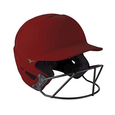 Imagem de Mizuno Capacete de rebatedor adulto Fastpitch F6 com máscara, cardinal, pequeno/médio