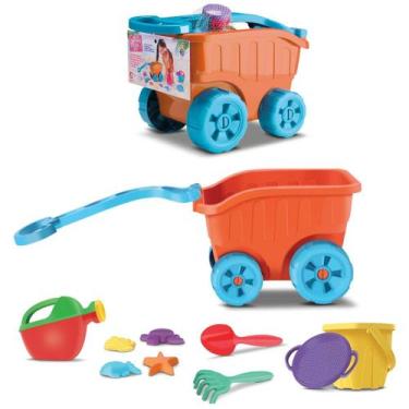 Imagem de Carriola Infantil de Areia Completo C/ Acessórios Divertidos - Diverto
