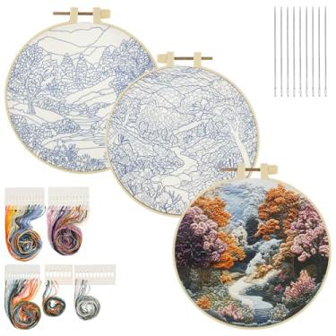 Imagem de KTCTPCA 3 peças de tapetes de copo de agulha de perfuração para iniciantes, kits de agulhas de perfuração, conjunto DIY de decoração de punção, tapete de copo de perfuração com fios, conjunto inicial