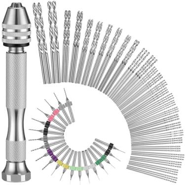 Imagem de Vinsot Conjunto de 95 peças de brocas manuais, 1 torno de pino e 94 peças de micro torção e mini brocas PCB para artesanato de argila de polímero de resina DIY joias (prata)