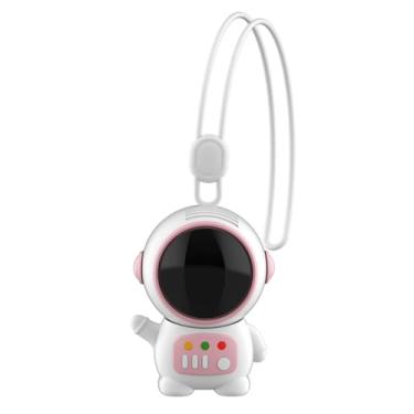 Imagem de FTVOGUE Fã de Ventilador de Pescoço Astronauta Sem Lâmina Fan USB Recarregável 2 Velocidades Com Fluxo de Ar Forte para Viagens de Viagem Externa Em Ambientes Externos Ciclismo (Róseo)