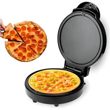 Imagem de Mini forno grill elétrico redondo 110V, 1000W. Ideal para pizza, churrasco, legumes e ovos. Compacto, prático e eficiente, perfeito para cozinha moderna e rápida.