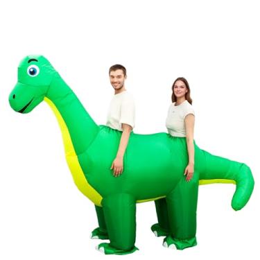 Imagem de Yearntown Fantasia inflável de dinossauro para duas pessoas para adultos, fantasia de Halloween para casais explodindo 2025, roupa engraçada para cosplay adulto (dinossauro)