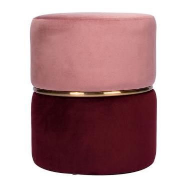 Imagem de Puff em Metal Dourado e Tecido Rosa 41cm AH0384 BTC