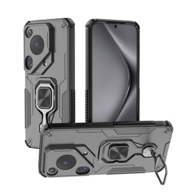 Imagem de SORAKA Capa para Huawei Pura 70 Ultra com suporte de metal rotativo de 360 graus peça magnética de ferro para suporte magnético de telefone para carro preto