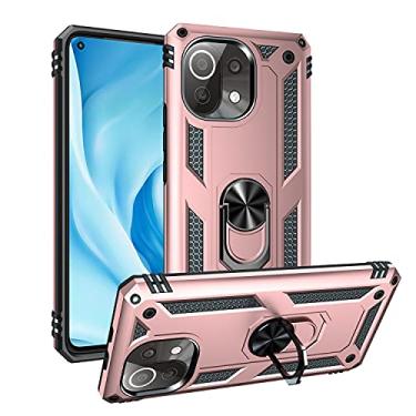Imagem de SORAKA Capa para Xiaomi Mi 11 Lite 5G com suporte de anel invisível e placa de metal para montagem magnética em carro Capa rígida para PC Capa Xiaomi Mi 11 Lite 5G Capa