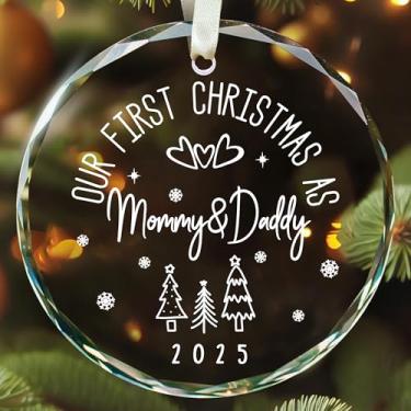 Imagem de SUCHAGIFT Enfeites de Natal para a família 2025 - Our First Christmas as Mommy and Daddy Ornamento - Presentes para mamãe e papai pela primeira vez 2025 - Enfeites de primeiro Natal para bebês