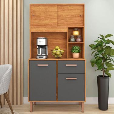 Imagem de Cozinha Compacta Dália 4 Portas 1 Gaveta Cinamomo/Grafite - Fellicci