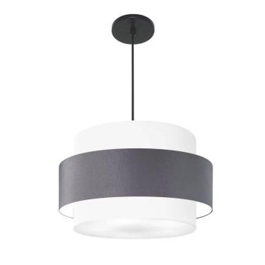 Imagem de Lustre Para Sala De Jantar Vivare Md-4396 Cúpula Em Tecido 60cm Branco-cinza-escuro-branco 127/220v