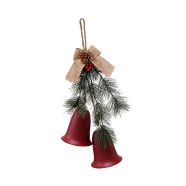 Imagem de oshhni Enfeite de sino de Natal, pingente decorativo rústico para árvore de Natal, decoração de Natal para ano novo, jardim, shoppings, janela, Sino Vermelho