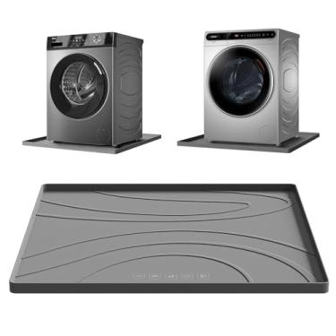 Imagem de Esteira de silicone para máquina de lavar – Bandeja de gotejamento antiderrapante à prova d'água de 67 x 67 cm, tapete macio antivibração para secadora ou lavadora, protetor de vazamento de piso para