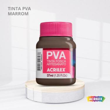 Imagem de Tinta pva fosca para artesanato com 37ml cor marrom escuro - ACRILEX