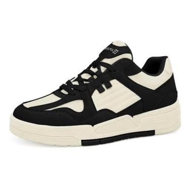 Imagem de Tenis Ramarim Casual Recortes Em Relevo Plataforma, 38, Branco, Preto