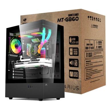 Imagem de Gabinete Gamer Aquário C3Tech MT-G860BK, Mid Tower, Vidro Temperado, Compatível Water Cooler, S/ Fonte, Preto - Aquarius