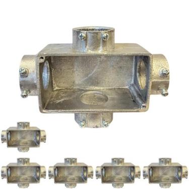 Imagem de 6 Condulete Tipo X Medida 1 1/4 Em Alumínio Sem Rosca Sieg