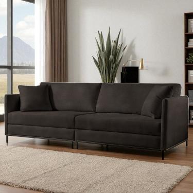 Imagem de Sofá Fixo Ravi 4 Lugares Luxo 2,70m Castellar Móbile Sintético Preto