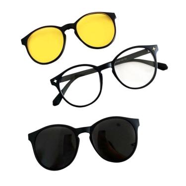 Imagem de Óculos clipon sol clipon 2 1 armação óculos retrô redondo