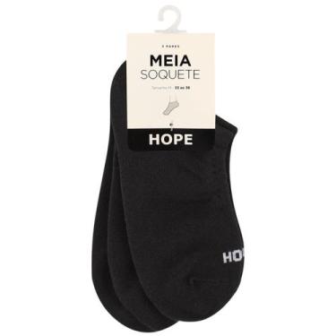 Imagem de Kit 3 Pares Meias Soquete Unissex Hope Cano Baixo Conforto Algodão, Pr