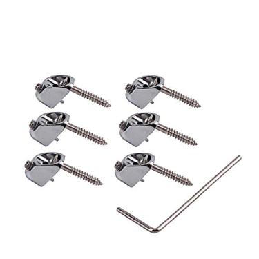 Imagem de Alnicov Conjunto de porcas de corda para baixo elétrico, peças de guitarra sem cabeça, com 1 chave inglesa, 6 parafusos cromados