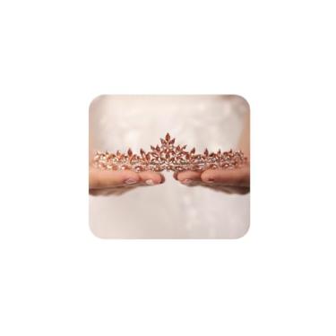 Imagem de JWICOS Tiara de princesa de cristal de conto de fadas champanhe coroa de casamento para noivas tiaras de Halloween para festas femininas