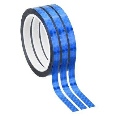 Imagem de PATIKIL Fita de filme de poliéster metalizada 9,5 cm x 55 m, 3 peças de fita decorativa metálica azul a laser fita adesiva espelhada para detalhes de parede de arte gráfica de parede com acabamento de