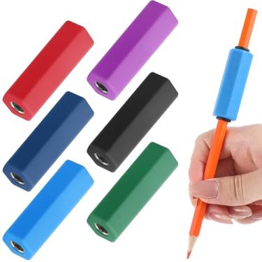Imagem de Humyoun 6 peças de pesos de lápis - auxílio de escrita de metal com anéis de silicone para suporte de escrita à mão (0,8 cm de diâmetro, 6 cores) ferramenta de feedback sensorial para melhor controle