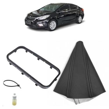 Imagem de Revestimento Coifa Courvom Com Aro Suporte Interno Câmbio Automático Compatível Com Cerato 2014 2015 2016 (PRETO - COSTURA PRETA)