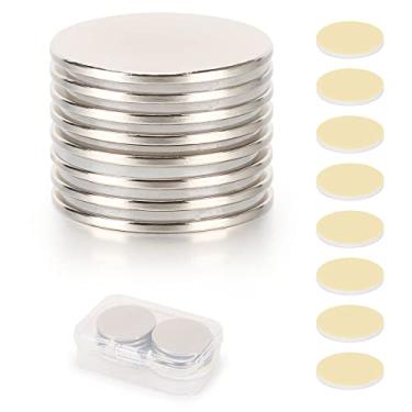 Imagem de Pacote com 8 ímãs de disco de neodímio fortes com adesivo dupla face - Poderosos ímãs permanentes de terras raras N52 para quadro branco de geladeira DIY ímãs de escritório de artesanato científico, 3