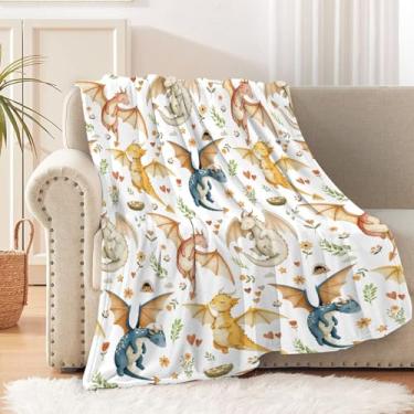 Imagem de Cobertor de dragão, presente para mulheres e crianças, roupa de cama leve e aconchegante de pelúcia macia para sofá, cama e sala de estar 101,6 cm x 127 cm para crianças