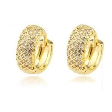 Imagem de Brinco Argola Zircônia Folheado Ouro 18K - Dourado
