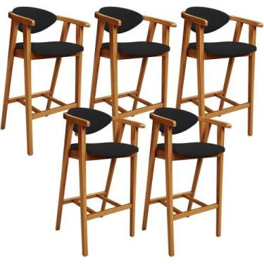 Imagem de Kit 05 Banquetas Alta Para Cozinha Bancada Bar Sala De Jantar Fixa Cec