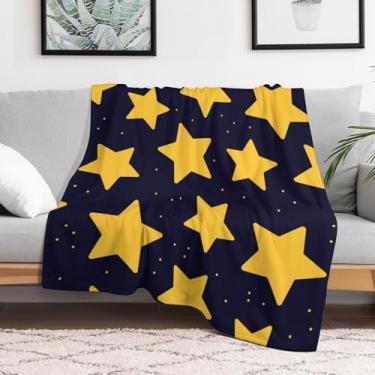 Imagem de Cobertor de estrela amarela, presentes para mulheres, homens, super macio, flanela, cobertores, aconchegantes para cama, sofá, acampamento e viagens, cobertor felpudo quente para todas as estações