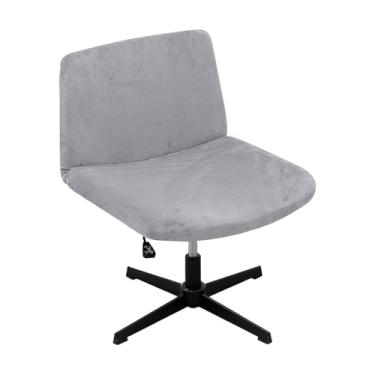 Imagem de Kitegrese Capas de cadeira de escritório com pernas cruzadas elásticas, capa larga para assento de escritório moderna, giratória, para sala de estar e quarto (cinza)