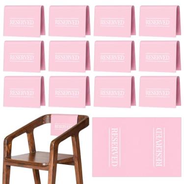 Imagem de Buryeah Placa reservada para cadeiras de igreja banco reservado com palavras impressas para casamentos, festas, celebrações, recepções, igreja ou evento (rosa, 12 peças)