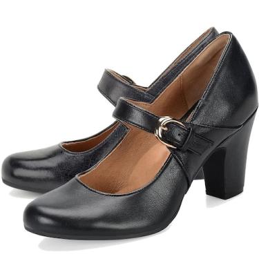 Imagem de Sapatos SHODENSE Vintage Block de salto alto Mary Jane Pumps femininos