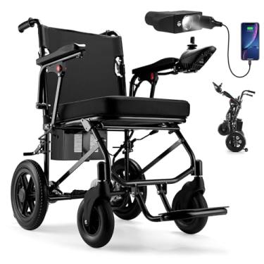 Imagem de Cadeiras de rodas elétricas para adultos, cadeiras de rodas dobráveis motorizadas motorizadas para idosos suportam 158 kg, peso de apenas 16 kg, alcance de 24 km, aprovação de companhias aéreas