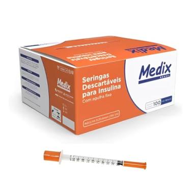 Imagem de Seringa Insulina, Agulha 0,25 x 6mm, Ultra Fina, 1ml, Caixa com 100 Unidades, Descartável, Estéril