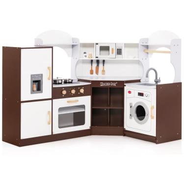 Imagem de Cozinha Infantil Modular em Madeira com Luzes e Sons Realistas para Crianças Acima de 3 Anos, HONEY JOY, Marrom