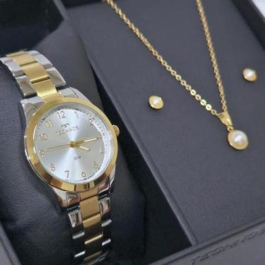 Imagem de Relógio Technos Analógico Kit Feminino Boutique 2035MKK5K, Bicolor