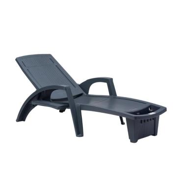 Imagem de Espreguiçadeira Sole Reclinável Grafite em Polipropileno com Proteção UV Pisani